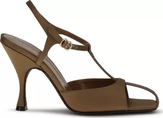 Brown Silk Strap-On Sandals