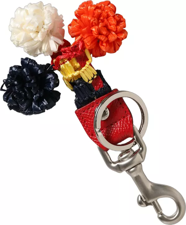 Raffia Leather Clasp Finder Chain Keyring Multicolor