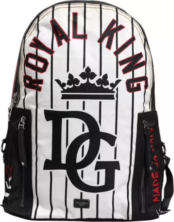 Black White Vulcano Royal King Print Men Backpack Bag