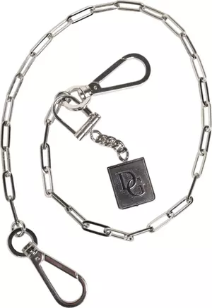 Silver Tone Metal Chain DG Charm Belt Keychain