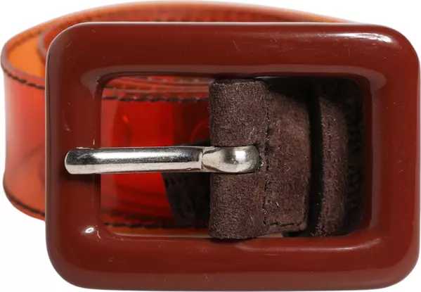 Orange PVC Waist Women Cintura Square Buckle Belt