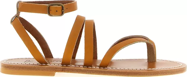 Brown Cowhide Flat Sandals