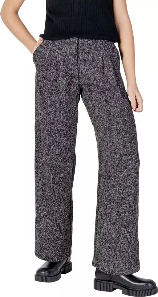 Black Polyester Flared Pants