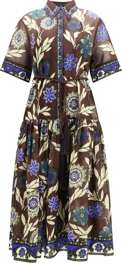 Brown Cotton Casual Dress