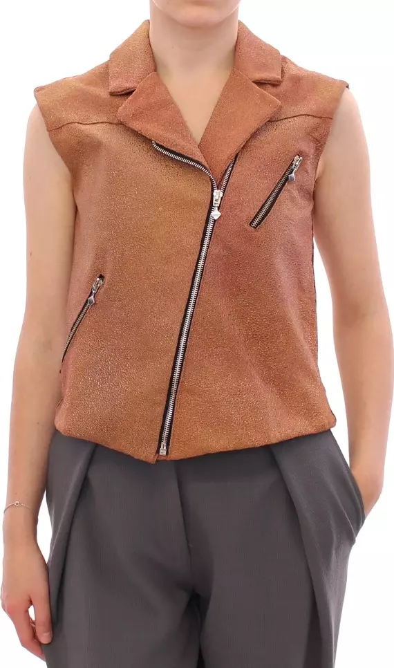 Brown Leather Jacket Vest