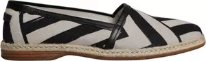 Black White Stripes Slip On Espadrille Shoes