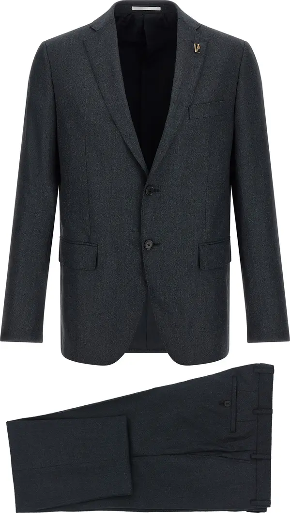 Gray Polyester Two-Piece Suit