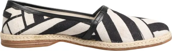 Black White Stripes Flat Espadrille Shoes
