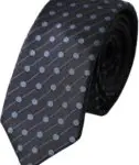 Black Blue Polka Dot Silk Adjustable Men Tie