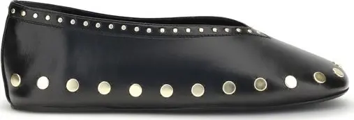 Black Polyurethane Ballet Flats