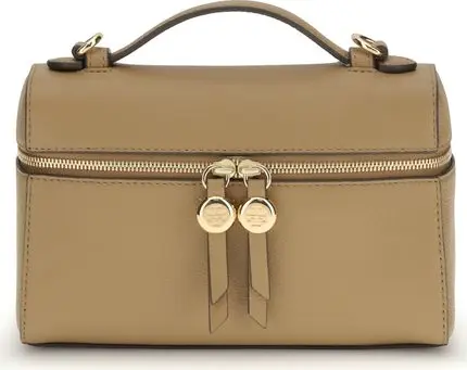 Beige Calf Leather Bos Taurus Shoulder Bag