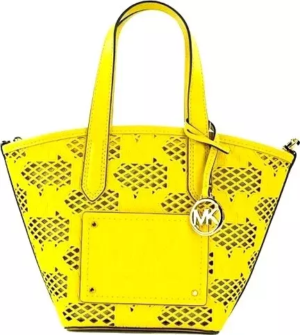 Michael Kors Kimber Small Daffodil Leather 2-In-1 Zip Tote Messenger Bag Purse