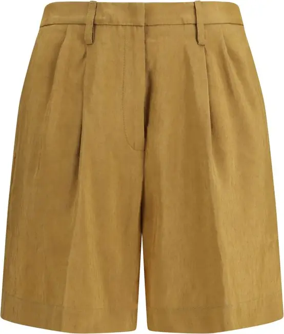 Beige Linen Bermuda Shorts