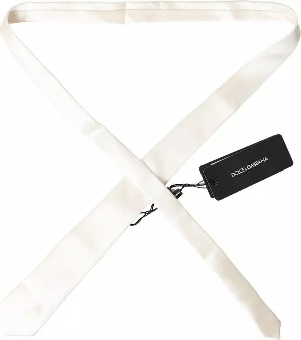 Off White Satin Silk Classic Men Necktie