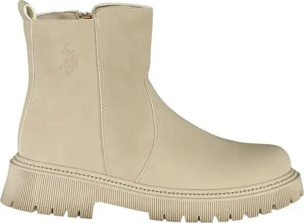 Beige Polyurethane Women Bootie