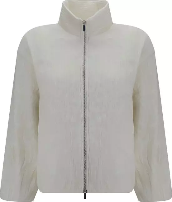 White Polyester Full-Length Jacket