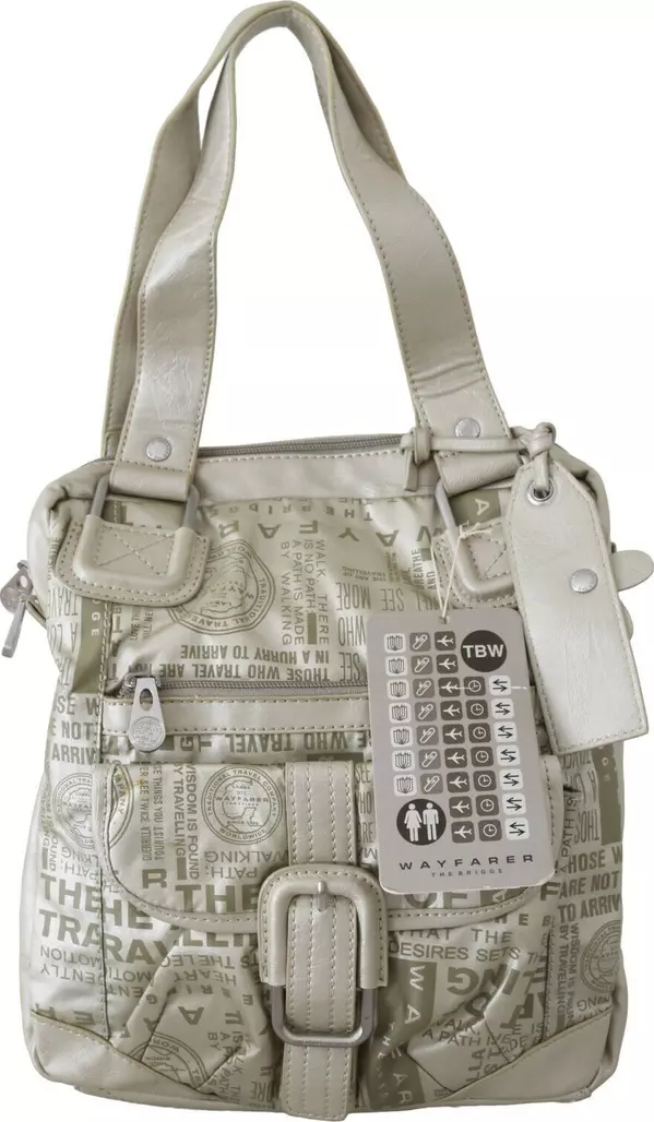 White Printed Handbag Shoulder Fabric Purse