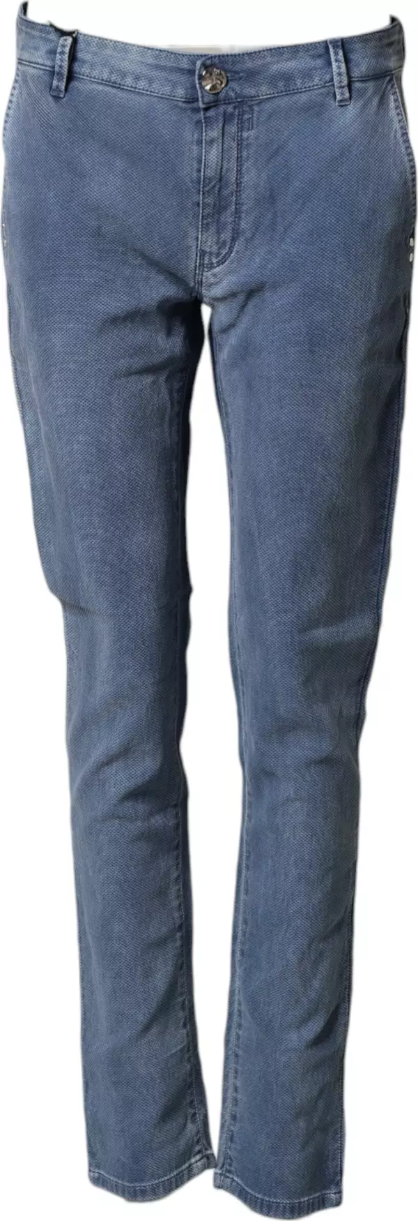 Blue Cotton Stretch Men Chino Trouser Pants