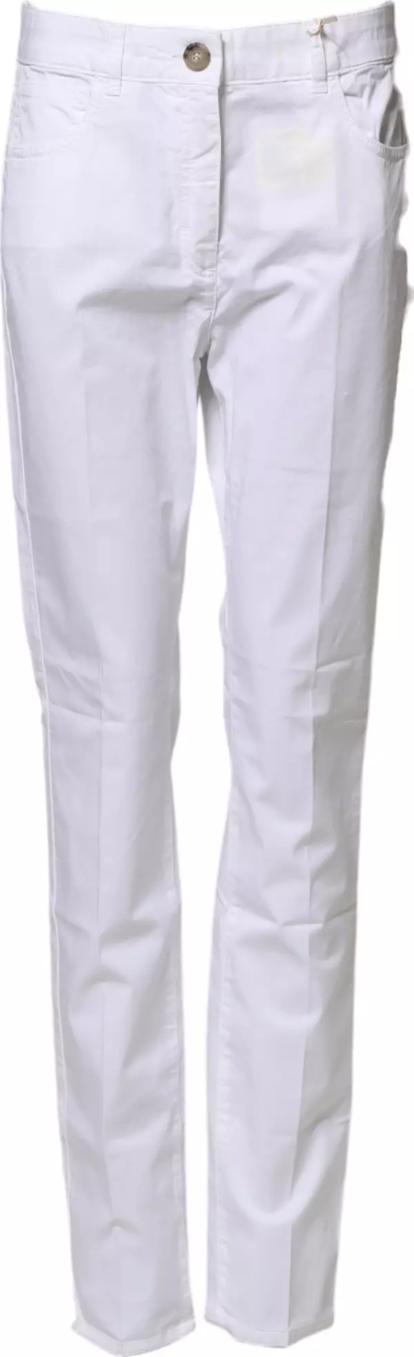 White Cotton Skinny Mid Waist Chino Trouser Pants