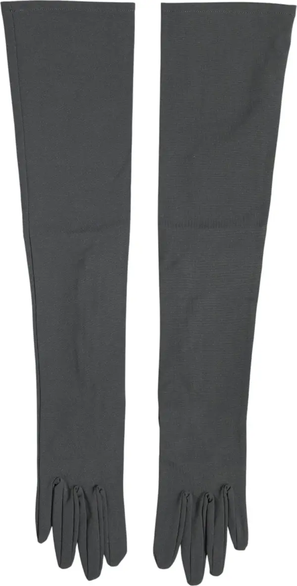 Dark Gray Viscose Elbow Length Mitten Men Gloves