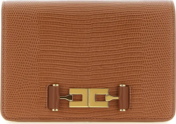 Brown Polyester Clutch Bag