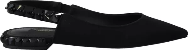 Black Flats Crystal Slingback Charmeuse Shoes