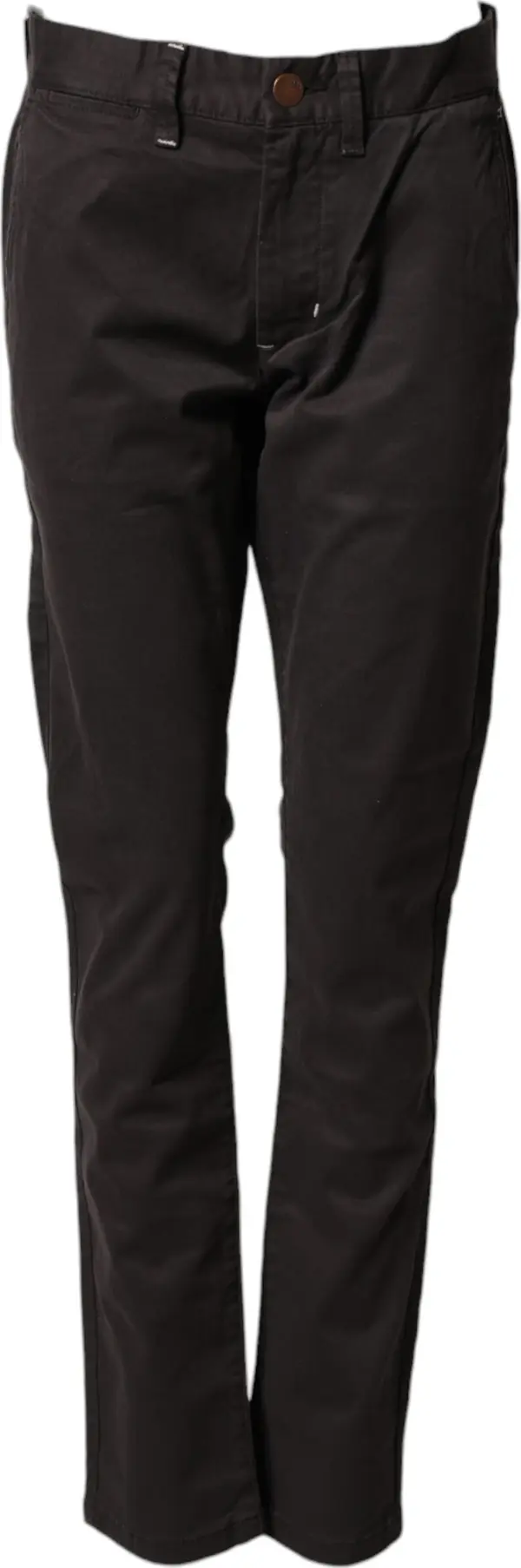 Dark Brown Cotton Stretch Straight Mid Waist Trouser Pants