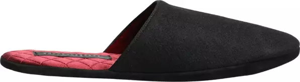 Black Wool Cashmere Red Quilted Slippers Shoes