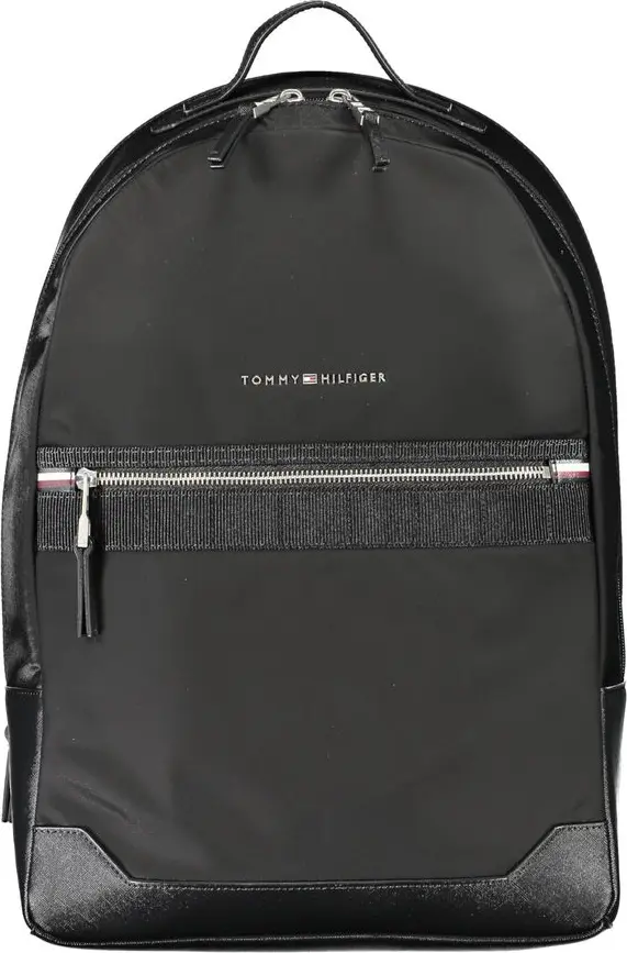 Black Polyester Men Backpack