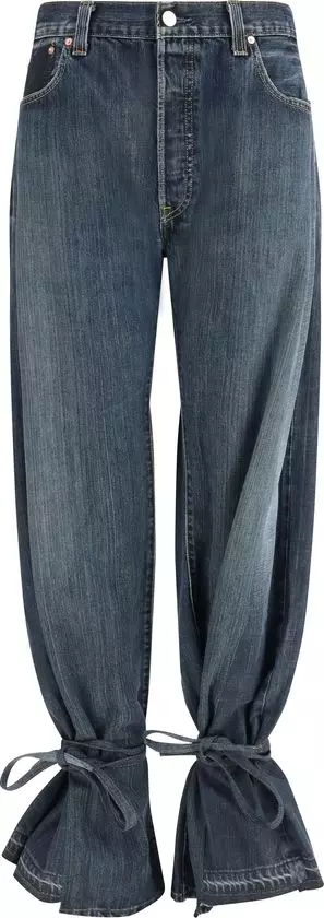 Gray Cotton Straight-Leg Jeans