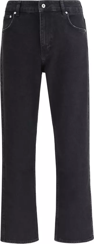 Black Cotton Straight-Leg Jeans