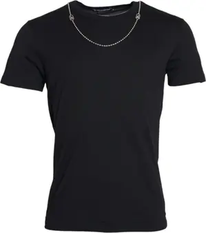 Black Cotton Silver Chain Short Sleeve T-shirt
