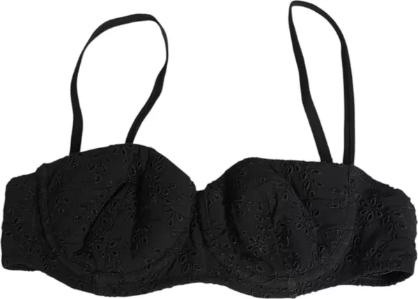 Black Polyester Embroidered Underwire Bra Underwear