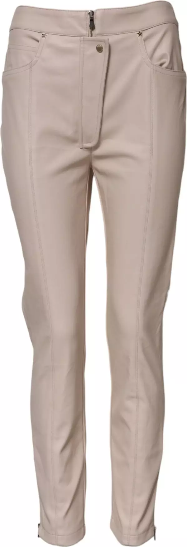 Beige High Waist Tapered Pants