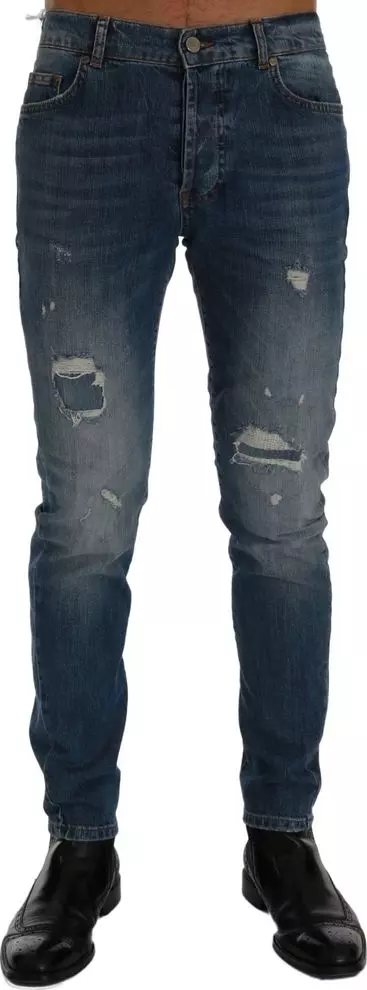 Blue Cotton Slim Fit Jeans