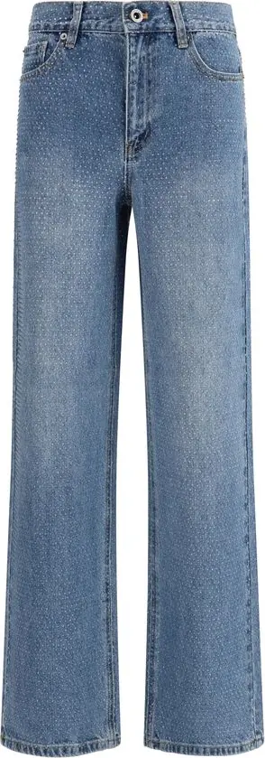 Blue Cotton Straight-Leg Jeans
