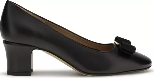 Black Calf Leather Bos Taurus Mid Heel Pumps