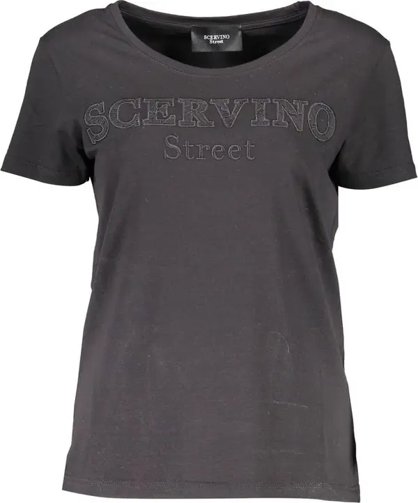 Black Cotton Women T-Shirt