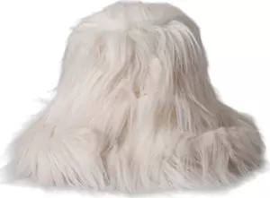 Off White Acrylic Fur Womens Bucket Hat