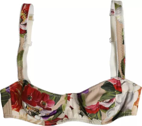 Beige Floral Balconcino Underwired Bra Underwear