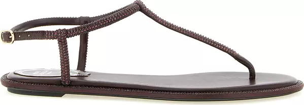 Brown Viscose Flat Sandals