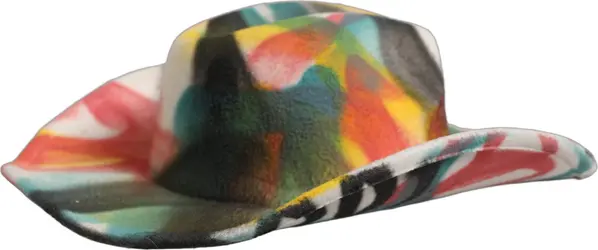 Men White Graffiti Wide Brim Fedora Capello Hat