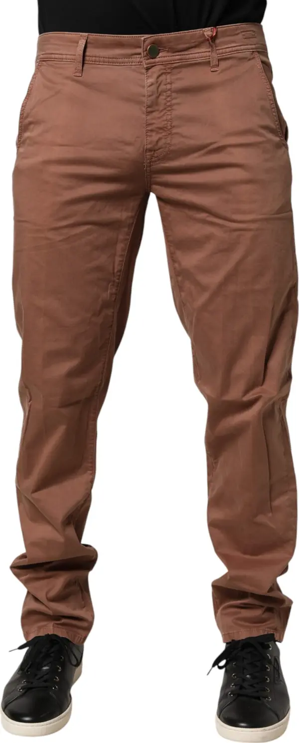 Brown Mid Waist Skinny Fit Denim Men Trouser Jeans