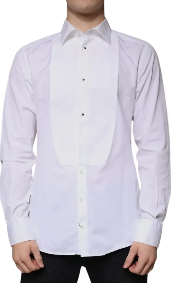 White Bib Cotton Poplin GOLD Men Formal Shirt