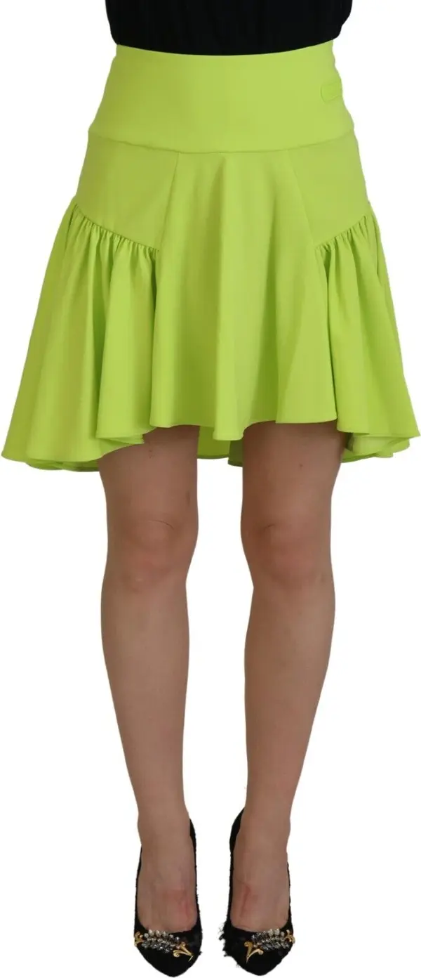 Green High Waist A-line Pleated Mini Women Skirt