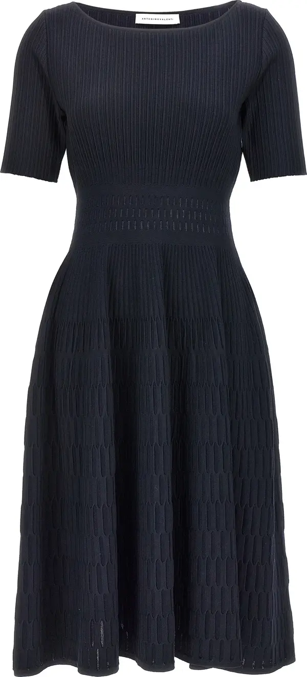 Blue Viscose Midi Dress