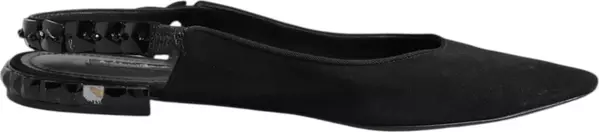Black Crystal Charmeuse Slingback Shoes