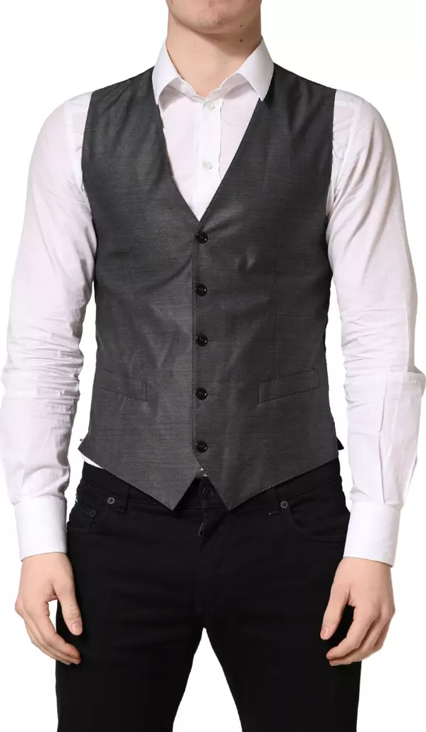 Dark Gray Wool Dress Formal Waistcoat Vest