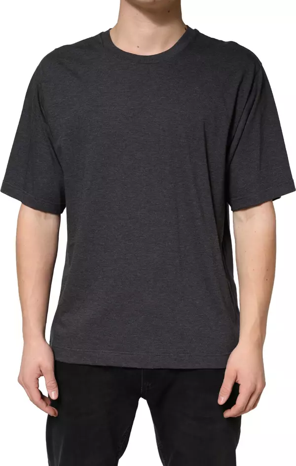 Dark Grey Cotton Crewneck Short Sleeve