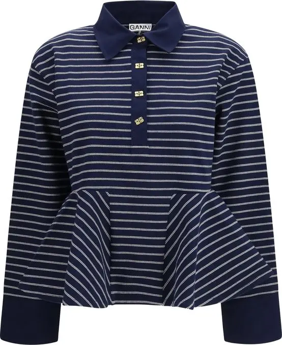 Blue Cotton Polo Shirt
